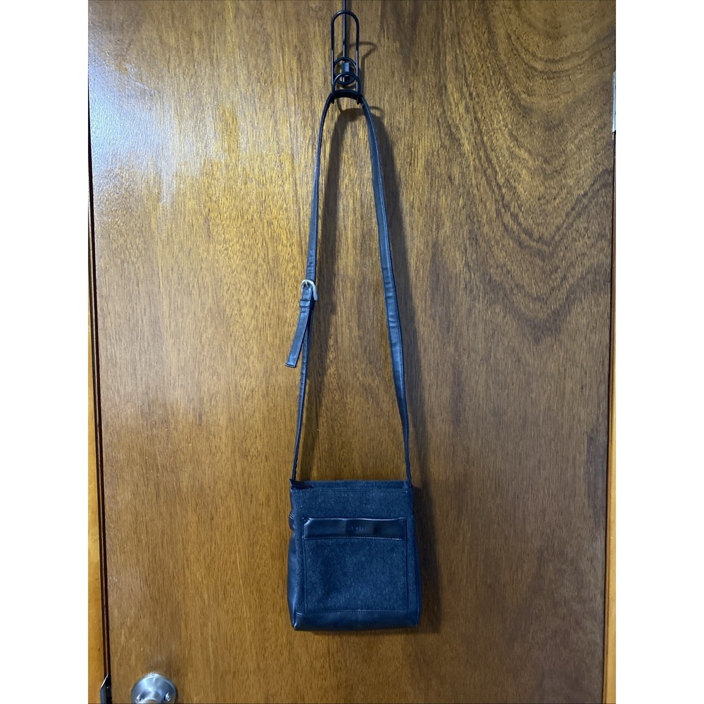 Nine West Crossbody Black Purse Faux Wool And Faux Leather